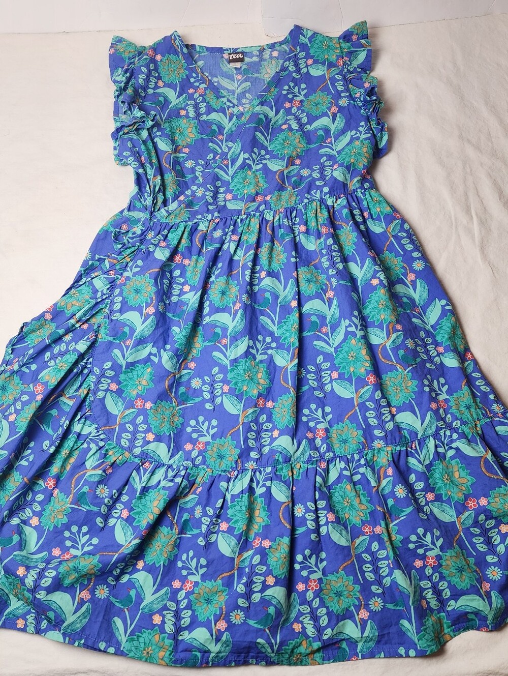 Tea Collection Woven Wrap Mexico Inspired Floral Dress Size 14 Girls